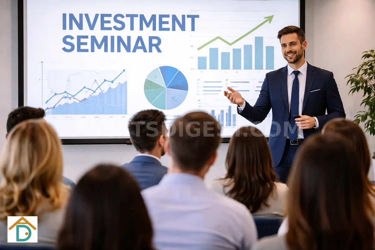 Speaker presenting at a real estate investment seminar