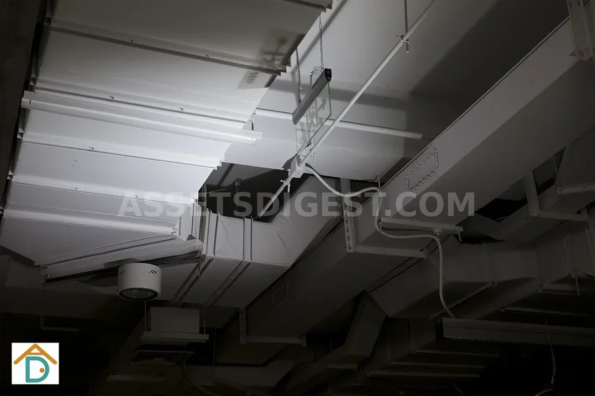 Mechanical ventilation system in an industrial setting used to manage airflow and exhaust